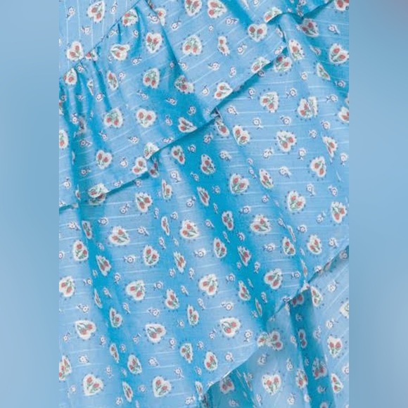 LoveShackFancy Maya Dress Ruffle Cotton Print Blue Size 4 - Picture 6 of 13